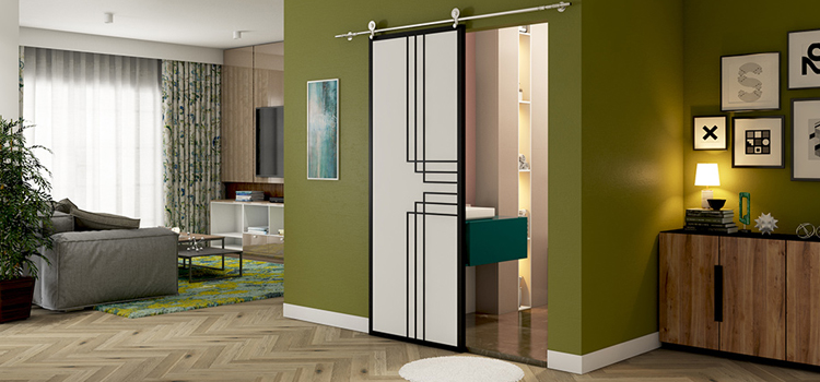 sliding bathroom door installation in Charter Oak
